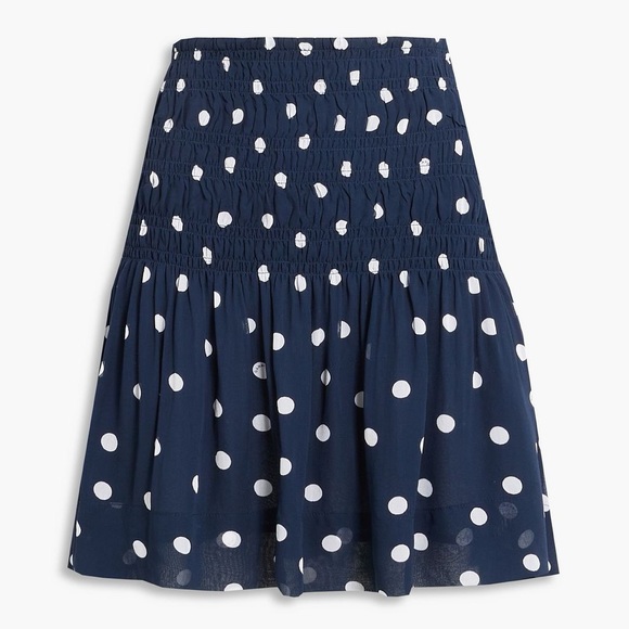 Ganni Dresses & Skirts - GANNI Sky Captain Smocked Polka Dot Chiffon Ruffle Mini Skirt